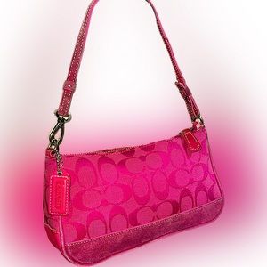 Coach Y2K Signature Purse | Hot Pink Demi Canvas Leather Shoulder Bag | #6094
